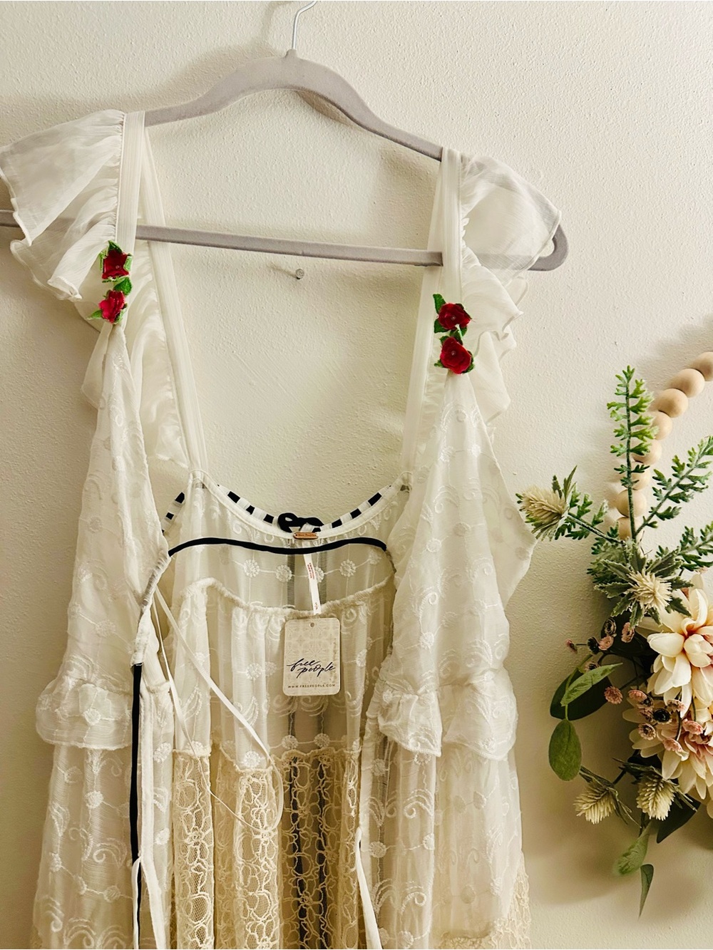 NWT Free People Selena Lace Rosette Open Front Festival Maxi Top Dress, S - Picture 9 of 11
